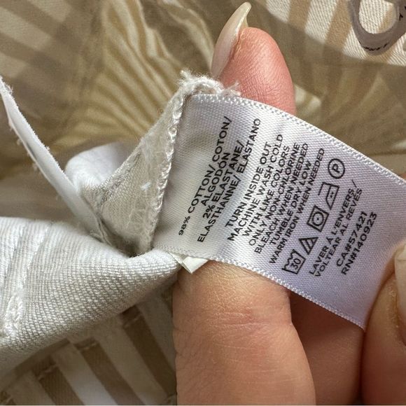 Loft Striped Jeans with Flare Hems with Fringe Size 4 27 white beige boho - Picture 6 of 6